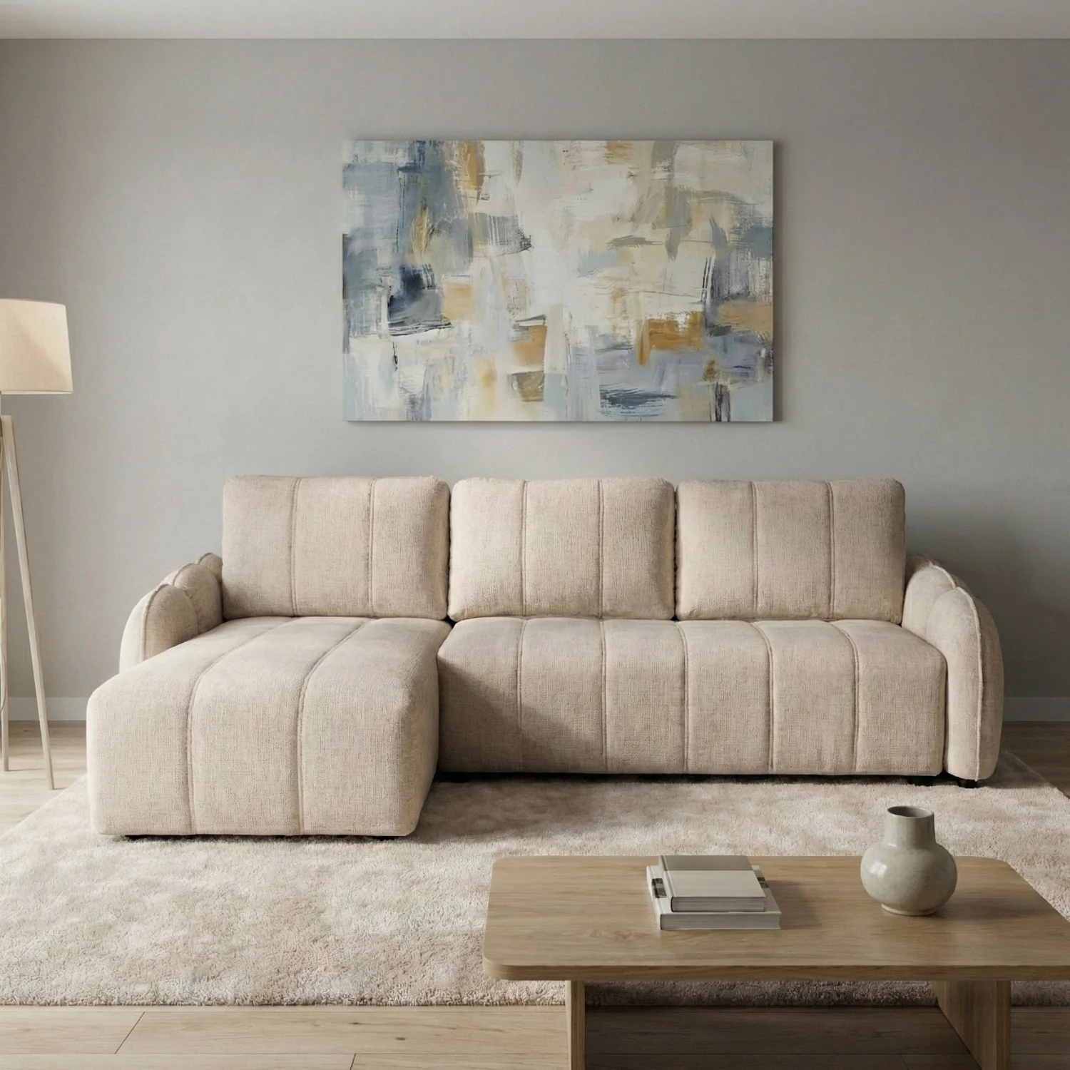 Evara Sofa Bed Universal Corner Beige - Image 3