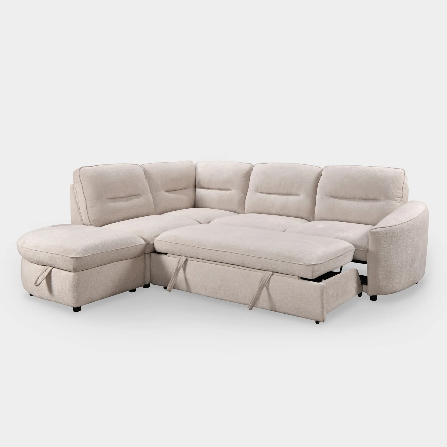 Mirella Sofa Bed Left Hand Facing Corner Beige - Image 5