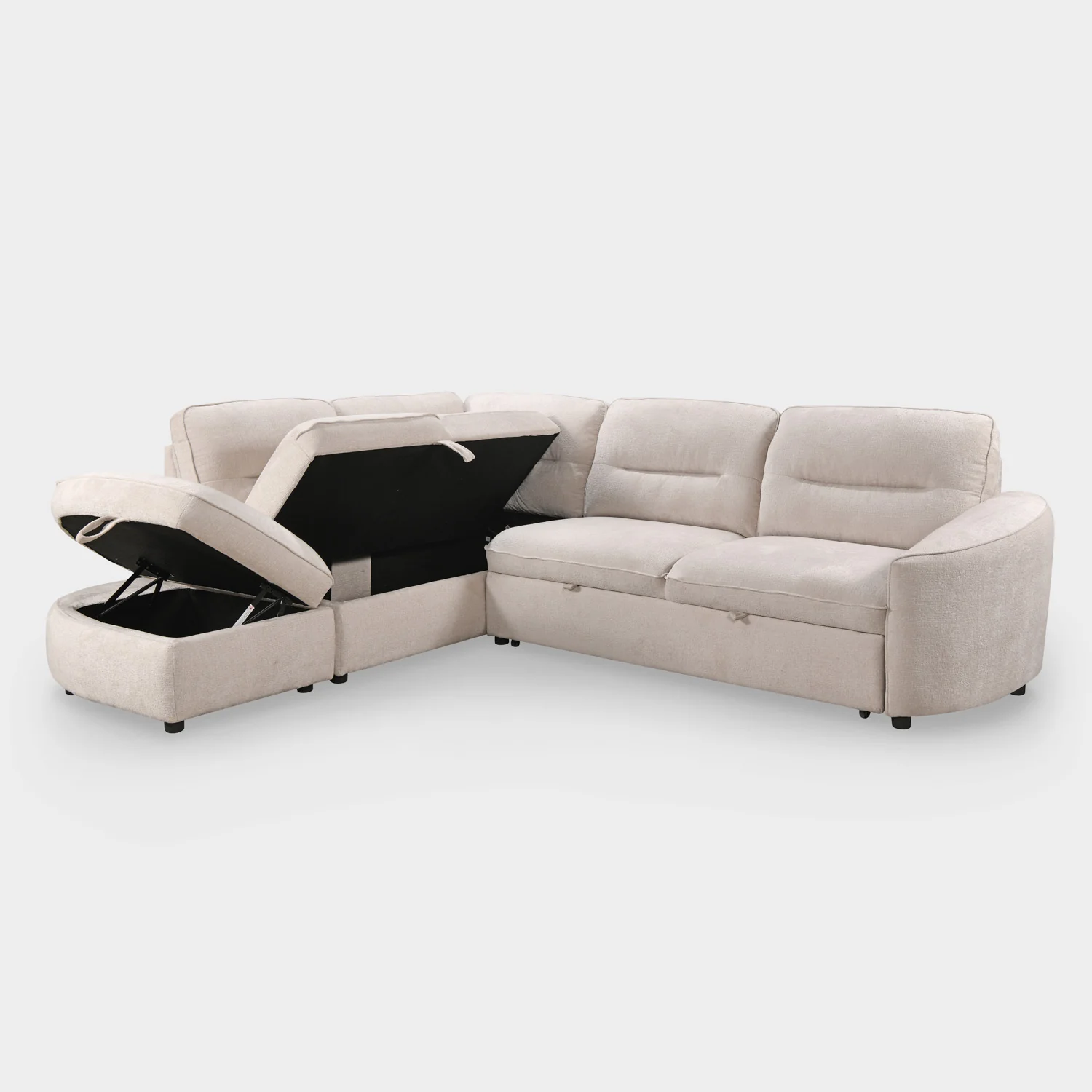 Mirella Sofa Bed Left Hand Facing Corner Beige - Image 6