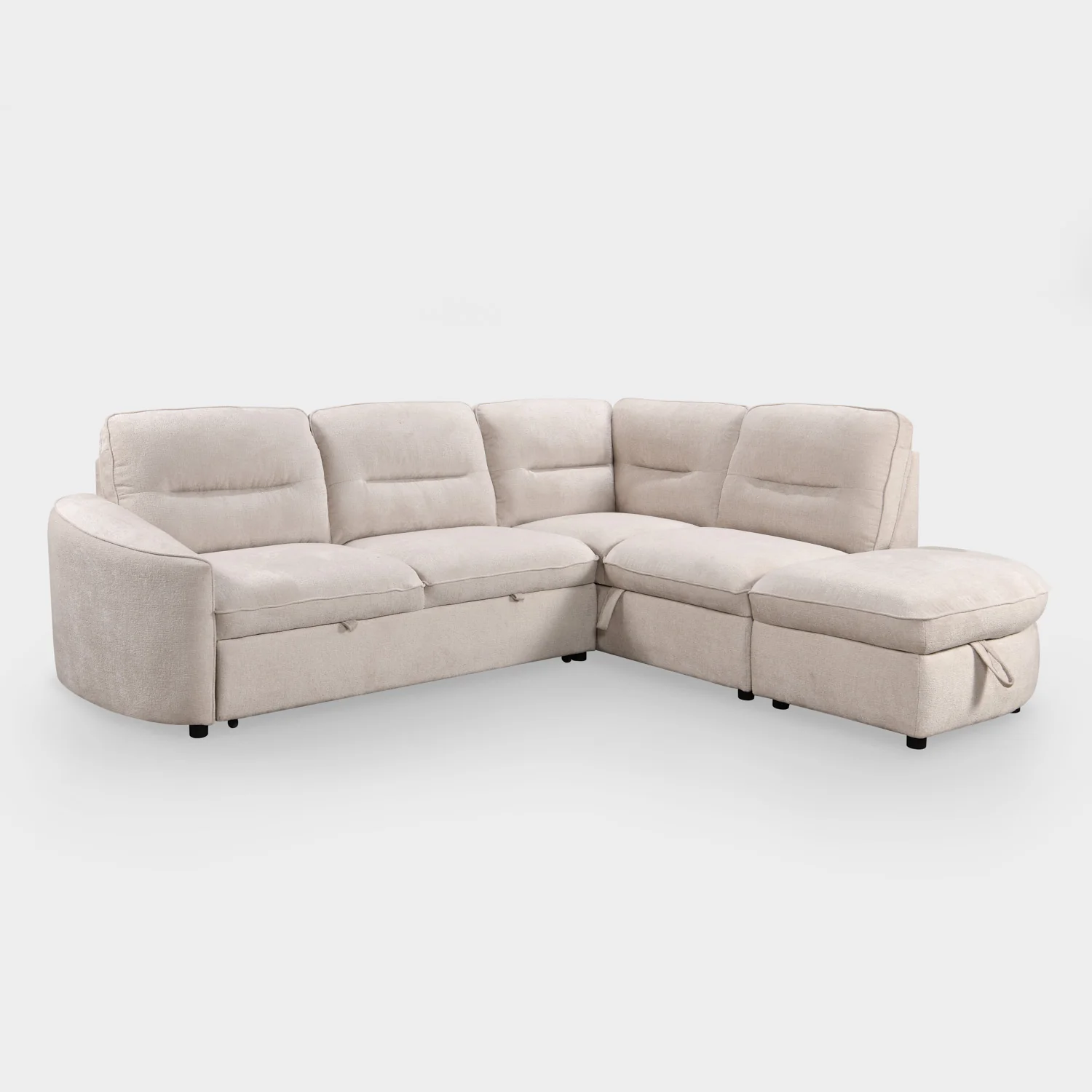 Mirella Sofa Bed Right Hand Facing Corner Beige - Image 3