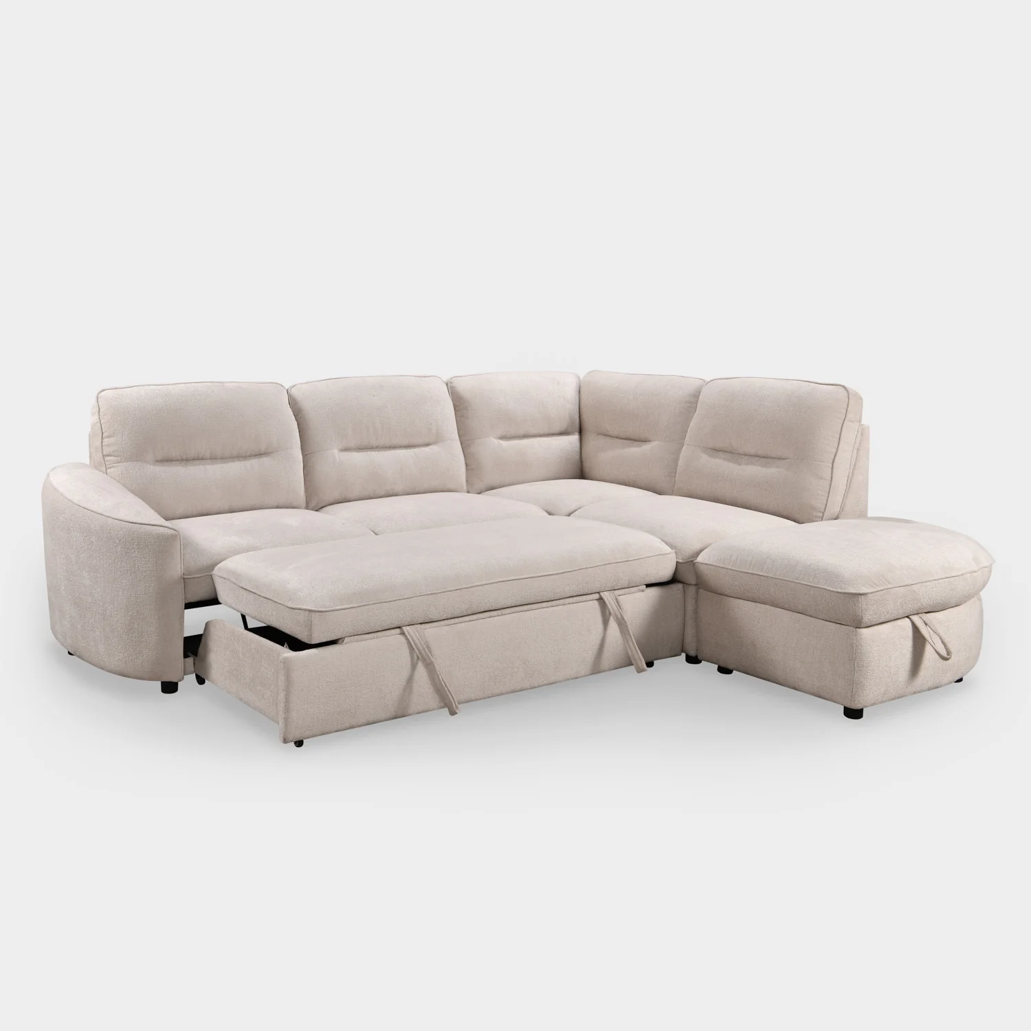 Mirella Sofa Bed Right Hand Facing Corner Beige - Image 5