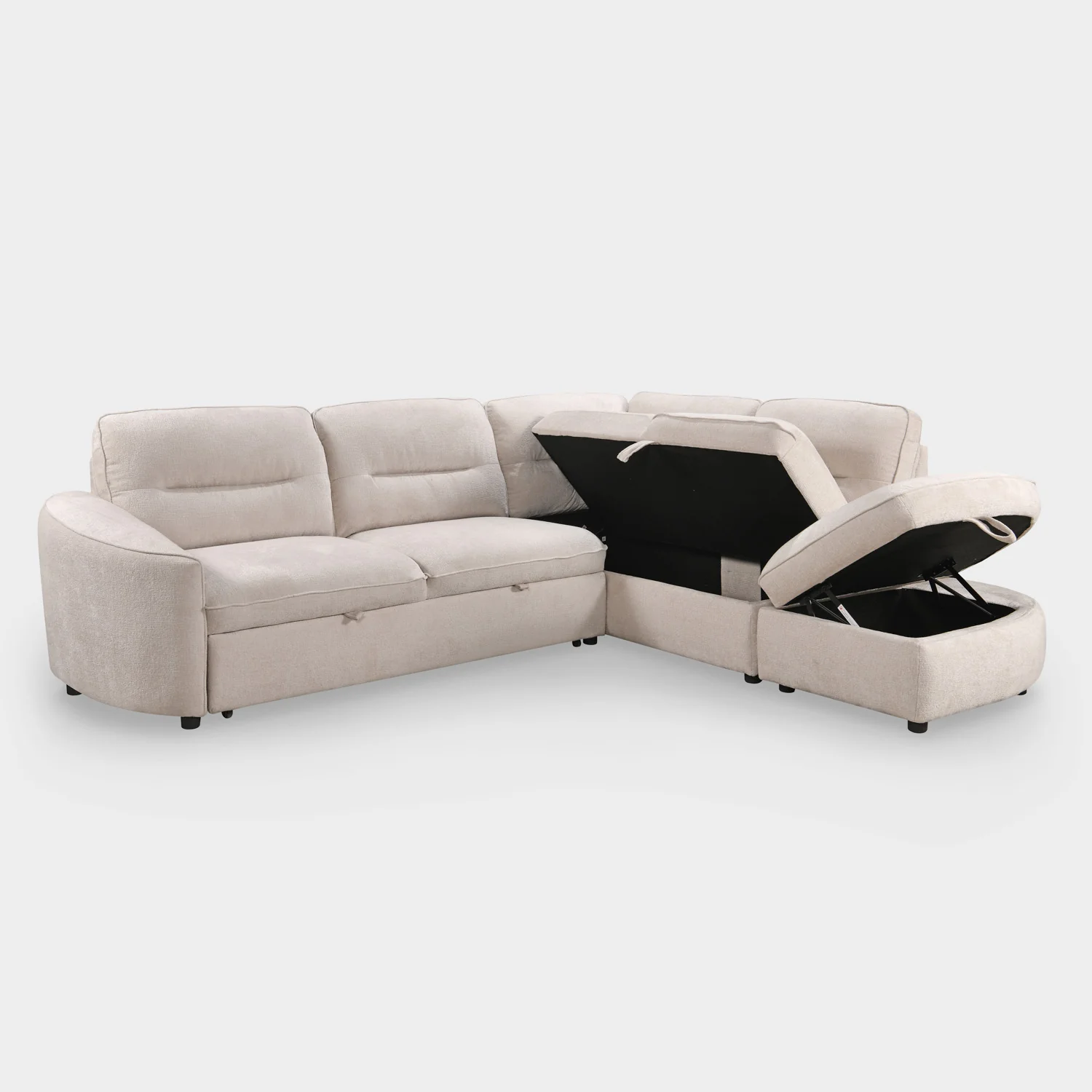 Mirella Sofa Bed Right Hand Facing Corner Beige - Image 6