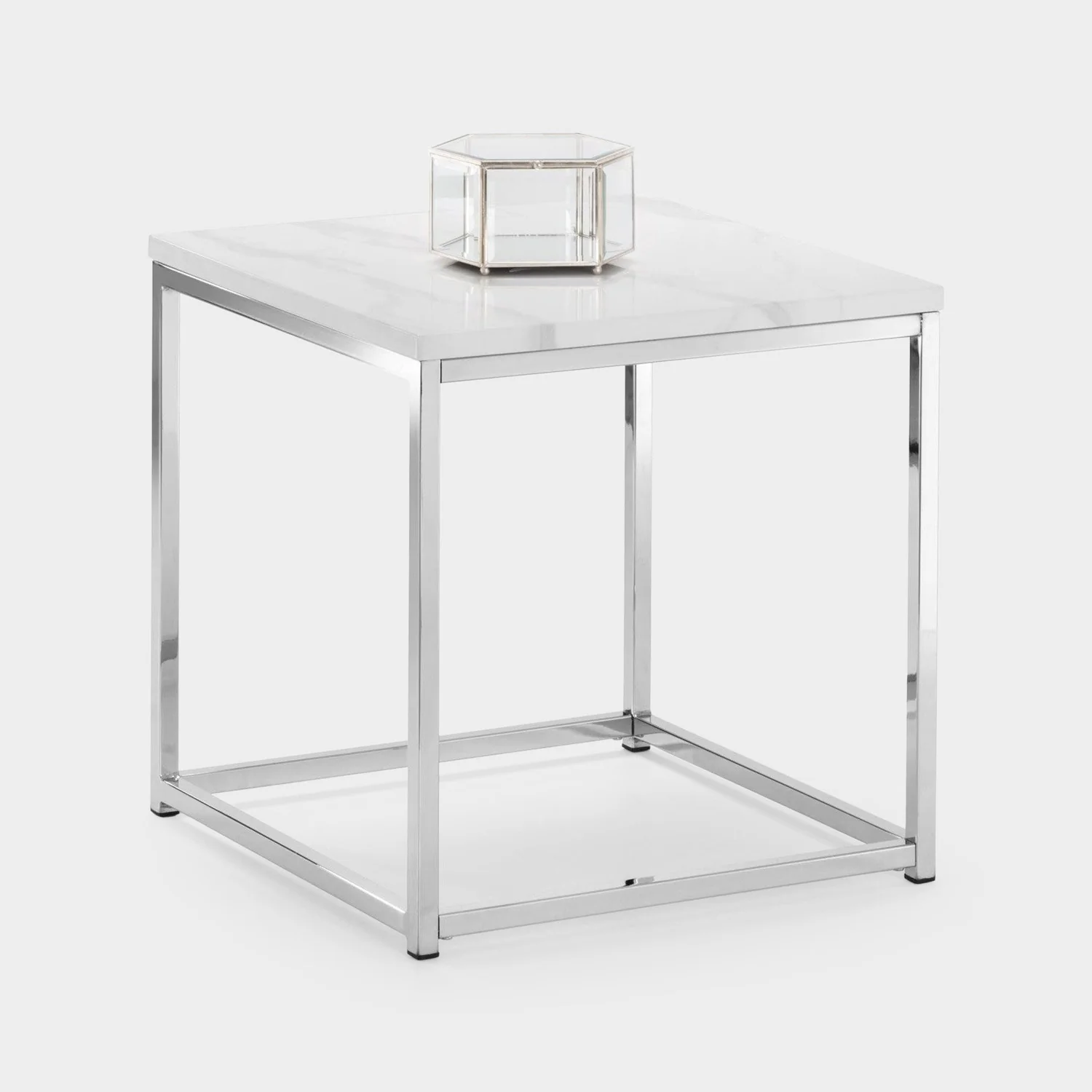 Skye Lamp Table White Marble/Chrome - Image 3